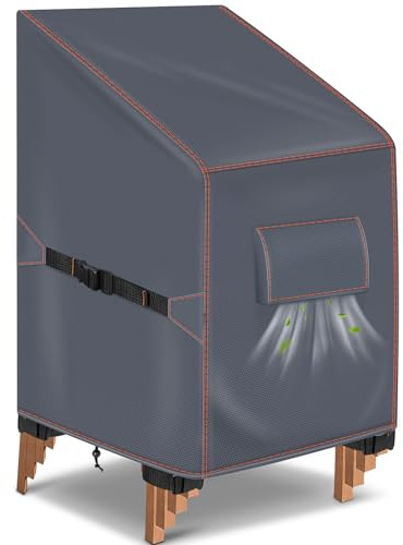 Housse de Protection pour Chaises de Jardin Empilables, 70x90x80/120, Gris