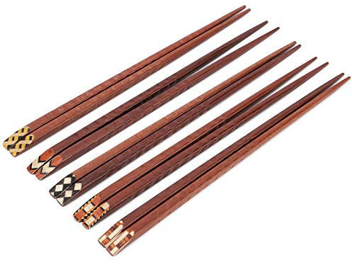 Mumusuki 5 Paia di Bacchette di Legno, Utensili da in Legno Intagliati a Mano per Sushi e Asiatica