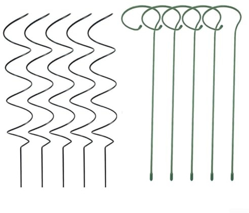 Trayneel Tomatenspiralstab für Kletterpflanzen 43 cm Grün Pflanzenstützpfähle für Tomaten Gurken Bohnen und Blumen Wetterbeständig Gartenpflanzenstütze 5 Pack