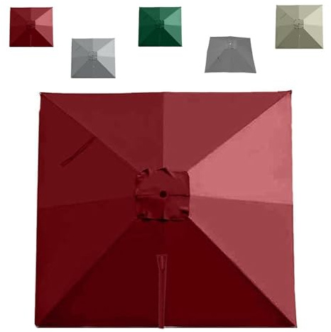 SMELEDFCFK 3×3 Quadrato Tessuto di Ricambio per Ombrellone Decentrato Telo di Ricambio per Ombrellone da Esterno 8-Stecche Copertura per Ombrellone da Giardino di Ricambio(Burgundy)