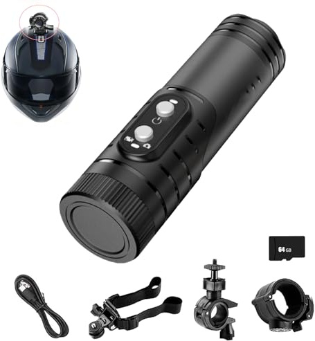 Pak2iaa Motorcycle Helmet Camera, HD 1080P Sports Camera with WiFi, 64G Card, IP66 Waterproof, 150° Wide Angle Action Camera for Motorbike, Bicycle, Car & Outdoor Sports