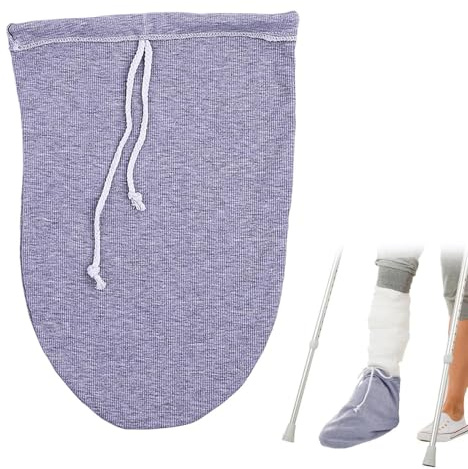 BIVYAX 1 pezzo Copri Calzino per Gesso per Piede,Calza Copri Gesso per Piede con Cordoncino Regolabile, Gambe Gesso Protezione per Piedi e Dita In caso di Lesioni, Grigio