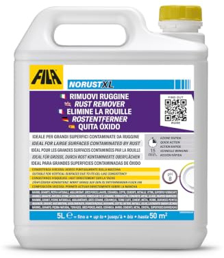 FILA NORUST XL Quitamanchas Antióxido sin Ácido para Mármol y Suelos 5L | Eliminador de óxido listo para usar en granito, piedra natural, gres porcelánico, cerámica y metal, para suelos y paredes