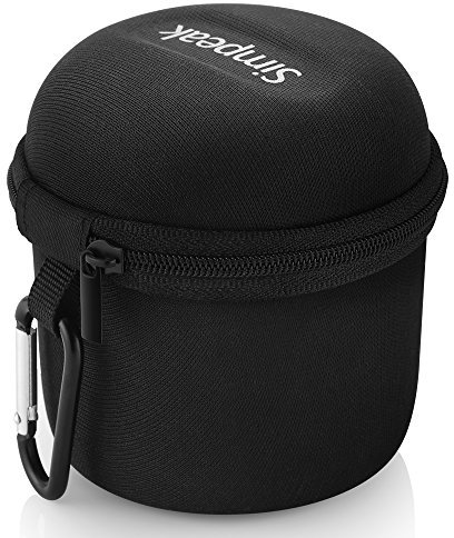 Simpeak Bluetooth Lautsprecher Tasche, Tragen Fall Tasche Case mit Silber Karabiner Kompatibel für Anker SoundCore Mini/Mini 3, Kompatibel für August MS425 Mini Bluetooth Lautsprecher, Schwarz