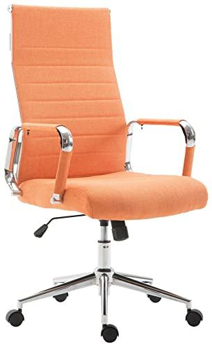 CLP Silla De Oficina Kolumbus Ergonómica En Tela con Ruedas I Silla De Escritorio Regulable En Altura & Giratoria Color:Naranja