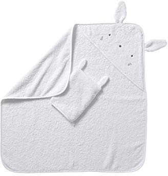 VERTBAUDET Badecape mit Waschhandschuh Bio, Kapuzenhandtuch weiß 70X70