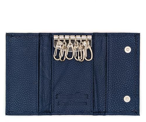 Ashford Ridge Real Leather Key Case Holder Wallet for Men and Women - Navy
