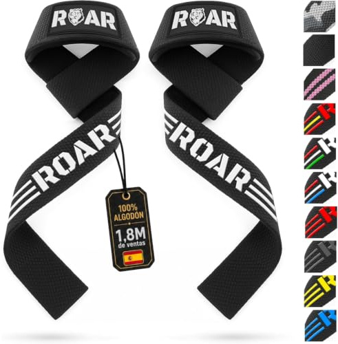 Roar® Cinghie Sollevamento Pesi, Lifting Straps Palestra, Fasce Palestra, Cinghie Palestra, Fasce per Stacchi da Terra, Fasce Sollevamento Pesi, Fascette Palestra, Fasce da Polso Palestra