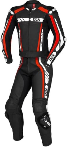 IXS Sport RS-800 1.0 2-Teiler Motorrad Lederkombi, schwarz/rot/weiß, 52
