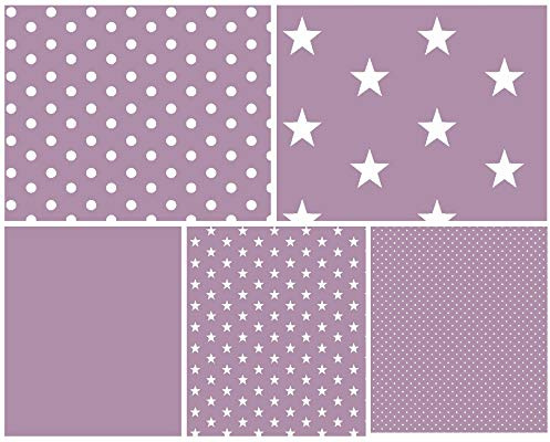 babrause® Stoffpaket Baumwollstoff 5x(50x150cm) Öko Tex zertifiziert - Patchworkstoffe (flieder)