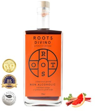 Roots Divino Rosso Vermouth Sans Alcool | Apéritif sans alcool à base de vin, récompensé par plusieurs médailles d'or | Fabriqué à la main avec des oranges amères grecques et de l'absinthe | 700 ml