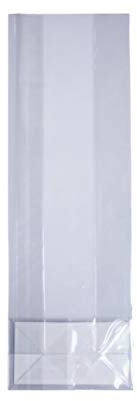 MAQA 100 pz Sacchettini trasparenti per regalini, Sacchetti per biscotti trasparenti con fondo, bustine per caramelle 60x25x25x200 mm