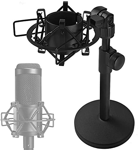 Metal Desk Mic Stand with Metal Shock Mount, Adjustable Table Microphone Stand for Audio Technica AT2020 AT2020USB+ AT2035 ATR2500x Condenser Studio Microphone by Frgyee