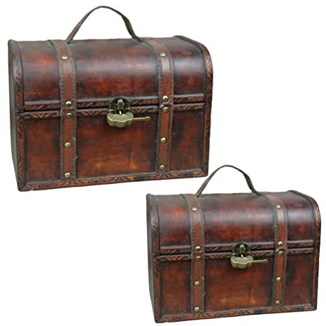 TOPBATHY 2st Alte Schatztruhe Organizer Für Schmuckketten Vintage Dekorative Holzkiste Für Schmuck Schatztruhen Im Antiken Stil Kleine Schatzkisten Holz Kind Eisen Koffer Schreibtisch