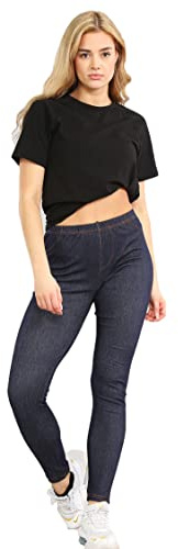 Ladies Stretchy Denim Look Skinny Jeggings Leggings Plus Size 8 10 12 14 16 18 20 22 24 26 UK (as8, Numeric, Numeric_14, Regular, Regular, Blue, 14)
