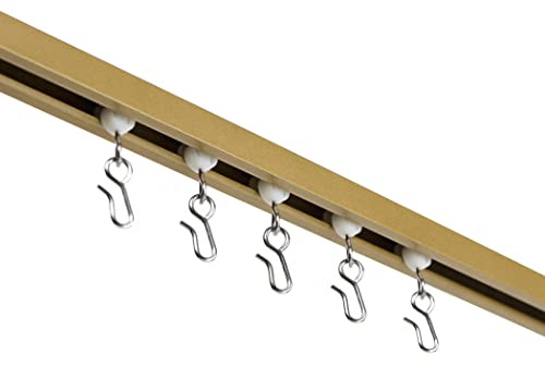 EverTrack Curtain Track - Ceiling Mounted Curtain Rail for Curtains, Drapes, and Room Dividers - USA Made - Small (8 Feet), Satin Brass