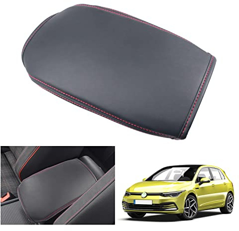 GAFAT Compatible with VW Golf 8 8.5 2020-2025 2026 Armrest Cover Cushion, Golf 8.5 GTI GTE GTD Alltrack R Variant Centre Console Armrest Pad Protection, PU Microfibre Leather, Golf 8 Accessories (Red)