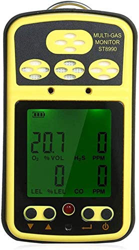 Samnuerly Portable Gas Detector - 4 in 1 Multi Gas Monitor LEL, O2, CO, H2S Gas Leak Detector with LCD Display Backlit Convenience