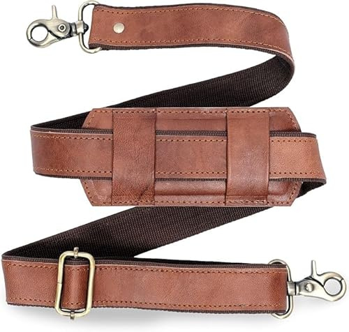 ALASKA EXPORTS Correa de hombro de repuesto ajustable de 60 pulgadas para bolsas de cuero genuino, ajuste cómodo, acolchado con gancho giratorio de metal para bolsos de hombro, bolsas de mensajero