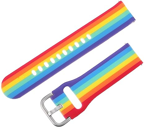 FONDOTIN Regenbogen Armbinde Aus Silikon Kompatibel Mit Uhrenarmband Breit Mit Metallverschluss Und Löchern Für Anpassung