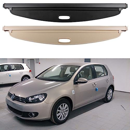 JoboJi Auto Einziehbarer Netze Laderaumabdeckung Kofferraum Hutablage für Golf 6 MK6 2008-2013,B-Beige