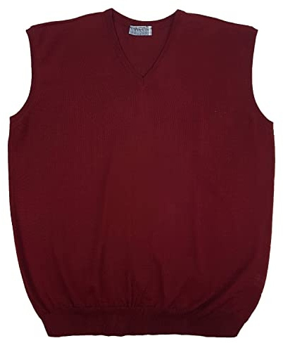 DIDYUGO Gilet Maglione Uomo Smanicato Scollo v Senza Maniche Taglie Forti 3X 4X 5X 6X 7X 8X (L - Bordeaux)