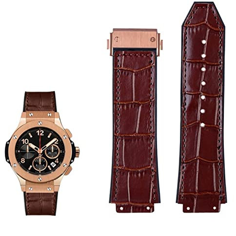 ANZOAT Echtes Leder Uhrenarmband Für Hublot Big Bang Serie Rindsleder Armband Männer Armband Mit Werkzeug Zubehör Schwarz Braun 26 * 19mm, 26mm-19mm, Achat