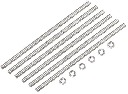 QUARKZMAN 6 Pcs M3 x 200mm Entièrement Fileté Tige avec 6 Pcs Hex Écrous, 0,5 mm Filetage Pas 304 Inox Acier Droite Main Fileté Tiges Barre Goujons