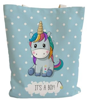 Jutebeutel Himmelblaues Einhorn Tote Bag Baumwolle und Hanf Stoffbeutel Große Kapazität Stofftasche Faltbar Jutetasche Langlebig Baumwolltasche Bedruckt Stoffbeutel zum Bemalen Waschbar 30x40cm/1 Pcs
