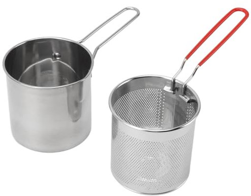 Friteuse En Acier Inoxydable Avec Panier Passoire Et Poignée, Friteuse Japonaise Tempura, Friteuse Pour Poulet Frit, Crevettes