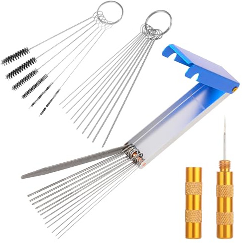 Vergaser Reiniger Set Auto Motorrad Schmutzentferner Kohlenstoff Vergaser-Reinigungs werkzeug Kits für ATV Welder (10 Reinigungsnadeln+5 Nylonbürsten+13 Reinigungskabelsatz+1 Scharfer Dorn)