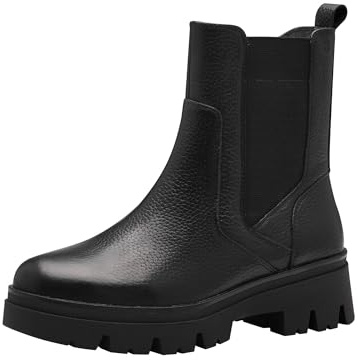Tamaris COMFORT Damen Chelsea Boots aus Leder Plateau, Schwarz (Black Nappa), 37 EU