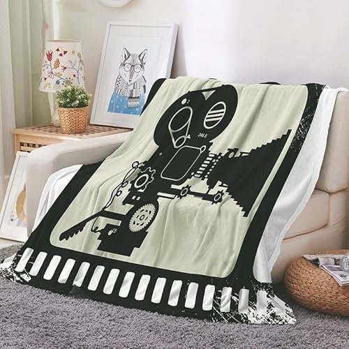 EHOMERY Kuscheldecke Decke Vintage Kuscheldecke XL Tich Decken Beamer Nickerchen-Decken Dekorative Weiche Kuscheldecken Schwarz 100x70cm