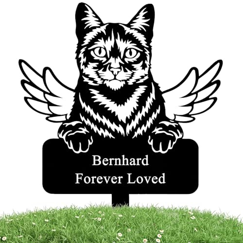 Personalisierter Katzennamen-Gedenk-Grabpfahl-Marker, Personalisierter Katzengarten-Metallpfahl, Katzen-Gedenk-Metallschild, Personalisierter Katzen-Gedenkpfahl, Outdoor-Katzengarten-Dekoration