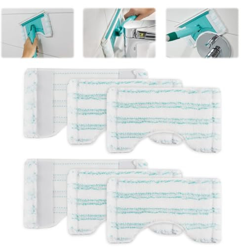 6 Stück für Leifheit Ersatzbezug Bath Cleaner Set,20x12,5cm für Mikrofasern Leifheit Badwischer Bath Cleaner Micro Duo Telescope Ersatz Zubehör, für Starke Dekontamination, Fliesenwischer Ideal