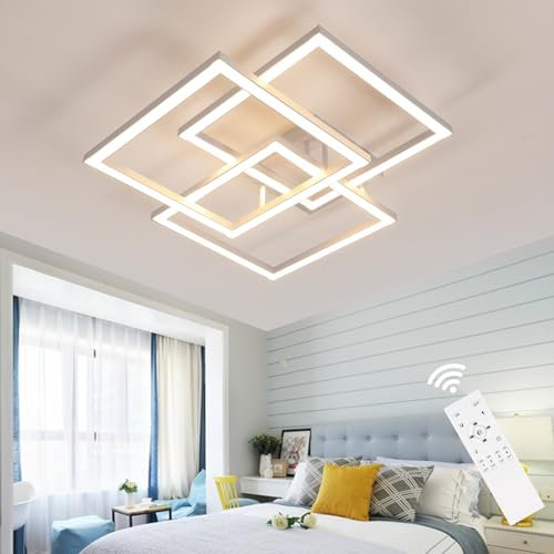 DELIPOP Plafoniera LED Soffitto Dimmerabile, 40W 4500LM Moderna Quadrato Design Lampada da Soffitto, Lampadario LED con Telecomando per Camera da letto, Soggiorno, Cucina, Ufficio