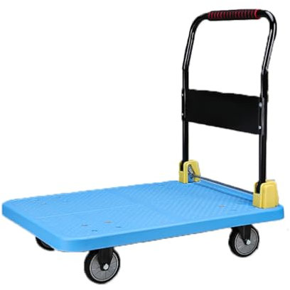 MINGYIHUI Plattformwagen Industrie Plattformwagen, Klappbar, 400 Kg Tragkraft, Antirutsch-Beschichtung Und Gummierter Kantenschutz, Transport Wagen Sackkarren(Color:Blau)