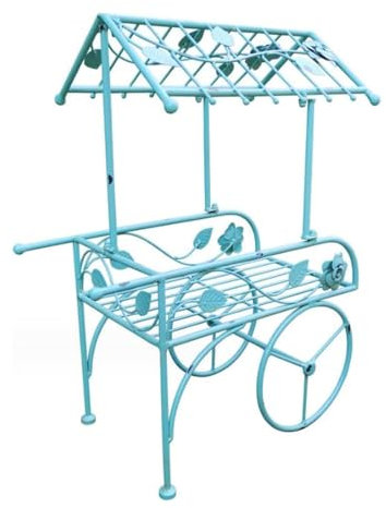 Pflanzenständer, Gartenwagen, Pflanzenständer mit Rädern, Metall-Blumenhalter, Regal für drinnen und draußen, Blumenhalter, Topfständer, französischer kreativer Blumentopfständer, rostfreier