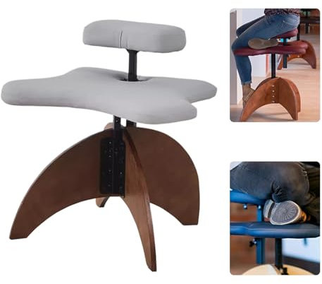 Bürostuhl Ergonomisch mit Gekreuzten Beinen Multifunktions Kniestuhl Höhenverstellbar Yoga Bürostuhl Geeignet für Haus und Büro (Color : Gray)