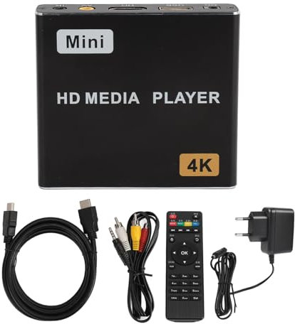 Reproductor Multimedia 4K, Reproductor Multimedia Digital Interfaz con Multimedia HD, AV, Ranura para Tarjeta de Almacenamiento, IR, Puertos USB Duales, Decodificación