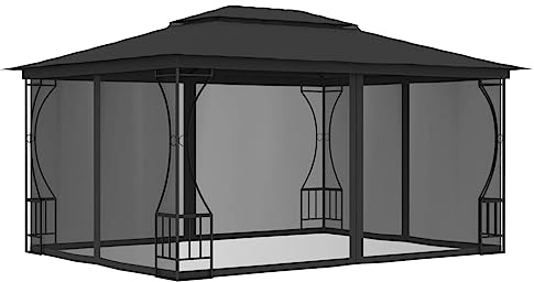 Willood Garten Pavillon mit Netz 300x400x265 cm Anthrazit
