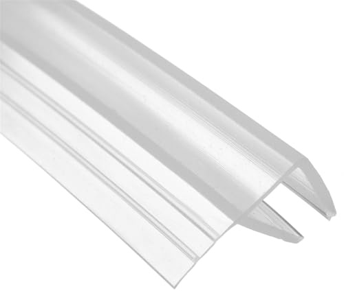 Joint de porte de douche transparent en forme de F - Flexible et pliable - Facile à installer - 2 m de long - Bande adhésive imperméable - 6 mm - 8 mm/10 mm/12 mm d'épaisseur