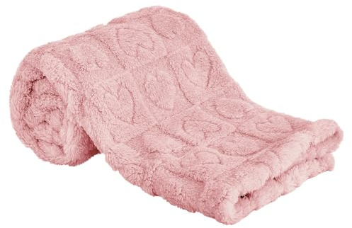 pofluany Babydecke, flauschig, Plüsch, weich, Wärmemuster, einfarbig, für alle Jahreszeiten, Komfort, für Jungen und Mädchen, für drinnen und draußen, Schlafen, Nickerchen, Kinderzimmerdecke, Rosa