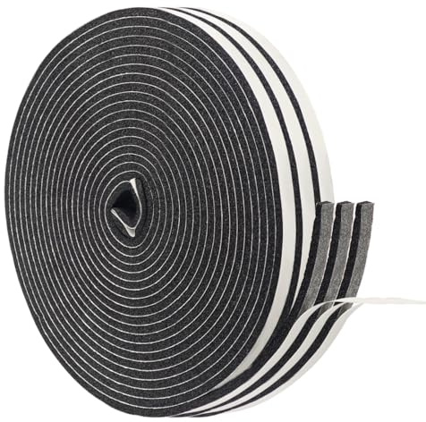 SHSMPXOY Nastro Autoadesivo in Schiuma Guarnizione Finestra Adesiva Isolamento Acustico Porta Striscia di Schiuma per Anti Freddo, Isolamento Acustico, Anti-Collisione (Nero+Bianco:6mm x3mmx5mm:3PCS)