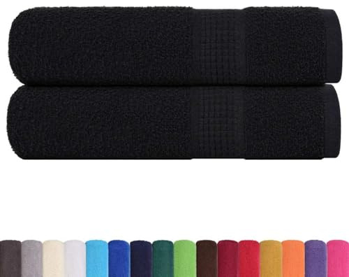 vidaXL Asciugamani da Bagno FROGN 2 pz Neri 100x150cm 360g/m² 100% Cotone, Asciugamano da Bagno, Telo da Bagno, Asciugamano per Gli Ospiti