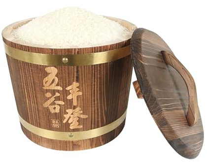 WRYSQBHJYB Distributeur de Riz en Bois, Stockage des Aliments, Boites Alimentaires Hermétiques, Anti-poussière, Résistant À L'humidité, pour Riz, Céréales, Farine, Aliments Secs(10kg)