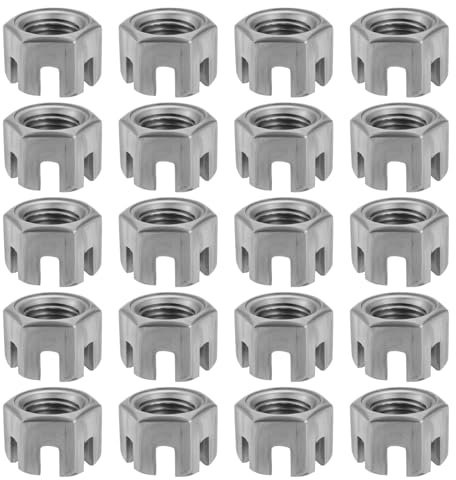 ECSiNG 20 Stück M14 X 1,5 Mm Sechskant-Schlitzmuttern Kohlenstoffstahl Güteklasse 4.8 Sechskant-Schlossmuttern für die Mechanische Industrie Garage Heimmöbel Befestigungselemente