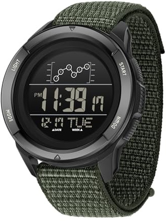 Forrader Orologio digitale da uomo, con cronometro, impermeabile, con cinturino in nylon/silicone, orologio da polso militare con retroilluminazione a LED, sveglia, conto alla rovescia, data