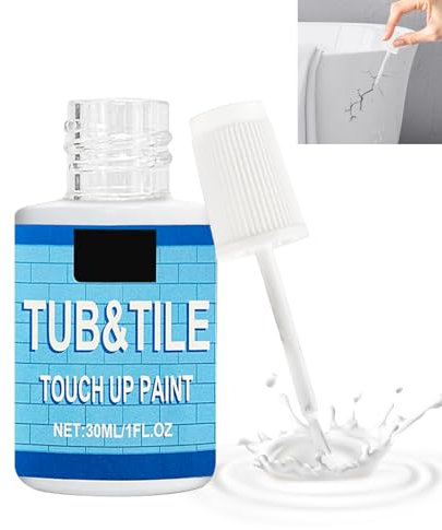 Tub & Tile Paint for Bathtub Repair - Quick-Dry, Porcelain, Ceramic, Enamel Surface Renewal for Scratches, Chips, Stains on Tubs, Sinks, Toilets - 1 Fl Oz (White) - Bathroom Fixture Restoration