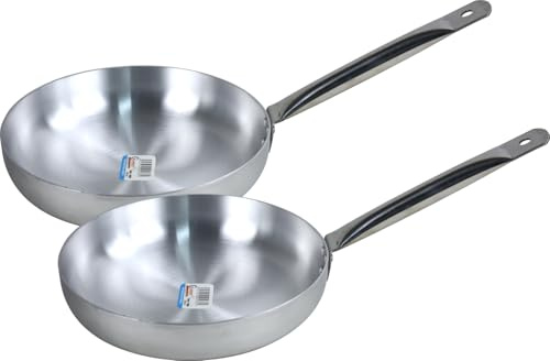 LAVV HOUSEWARES LTD 2pc Set Aluminium Frying Pan with Stainless Steel Pipe Handle for Gas Hob (2X 28cm)